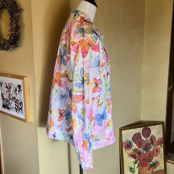 ALFRED DUNNER  Size 16W Butterfly Eyelet Embroidered Cotton Lightweight  $89 NEW - Picture 2 of 16